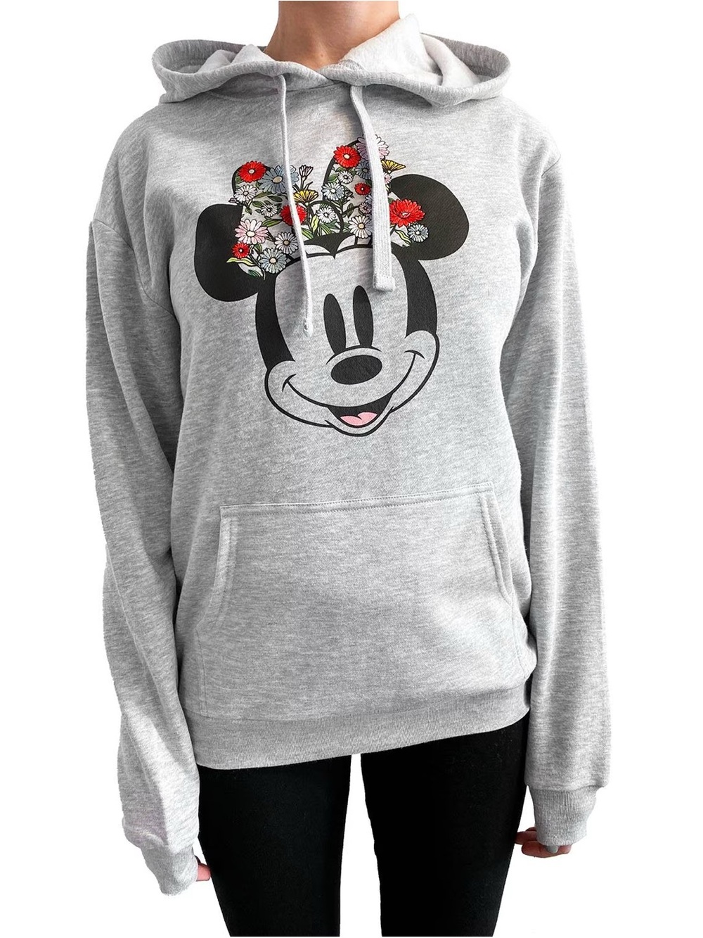 Disney Gray Hoodie with Minnie Mouse Floral Design